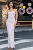Load image into Gallery viewer, Trendy Pink Sheath Spaghetti Straps Split Front Formal Dress with Accessory