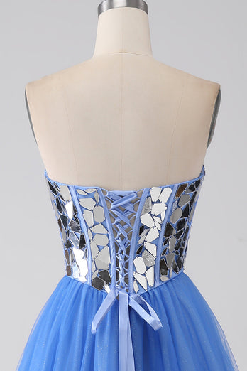 A-Line Sweetheart Mirror Royal Blue Formal Dress