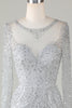 Load image into Gallery viewer, Gorgeous Sparkly Grey Beaded Mermaid Long Formal Dress