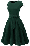 Dark Green Vintage 1950s Dress with Sash