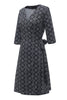 Load image into Gallery viewer, Black Geometry Printed Wedding Guest Wrap Dress