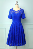 Royal Blue Bridesmaid Lace Dress