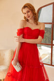 Red Off The Shoulder Formal Dress