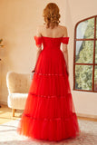 Red Off The Shoulder Formal Dress