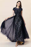 Sparkly Dark Grey Beaded Long Formal Dress