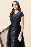 Sparkly Dark Grey Beaded Long Formal Dress