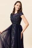 Sparkly Dark Grey Beaded Long Formal Dress