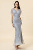 Load image into Gallery viewer, Sparkly Grey Beaded Mermaid Long Formal Dress