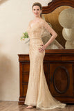 Beading V-Neck Glitter Mermaid Mother of Bride Dress