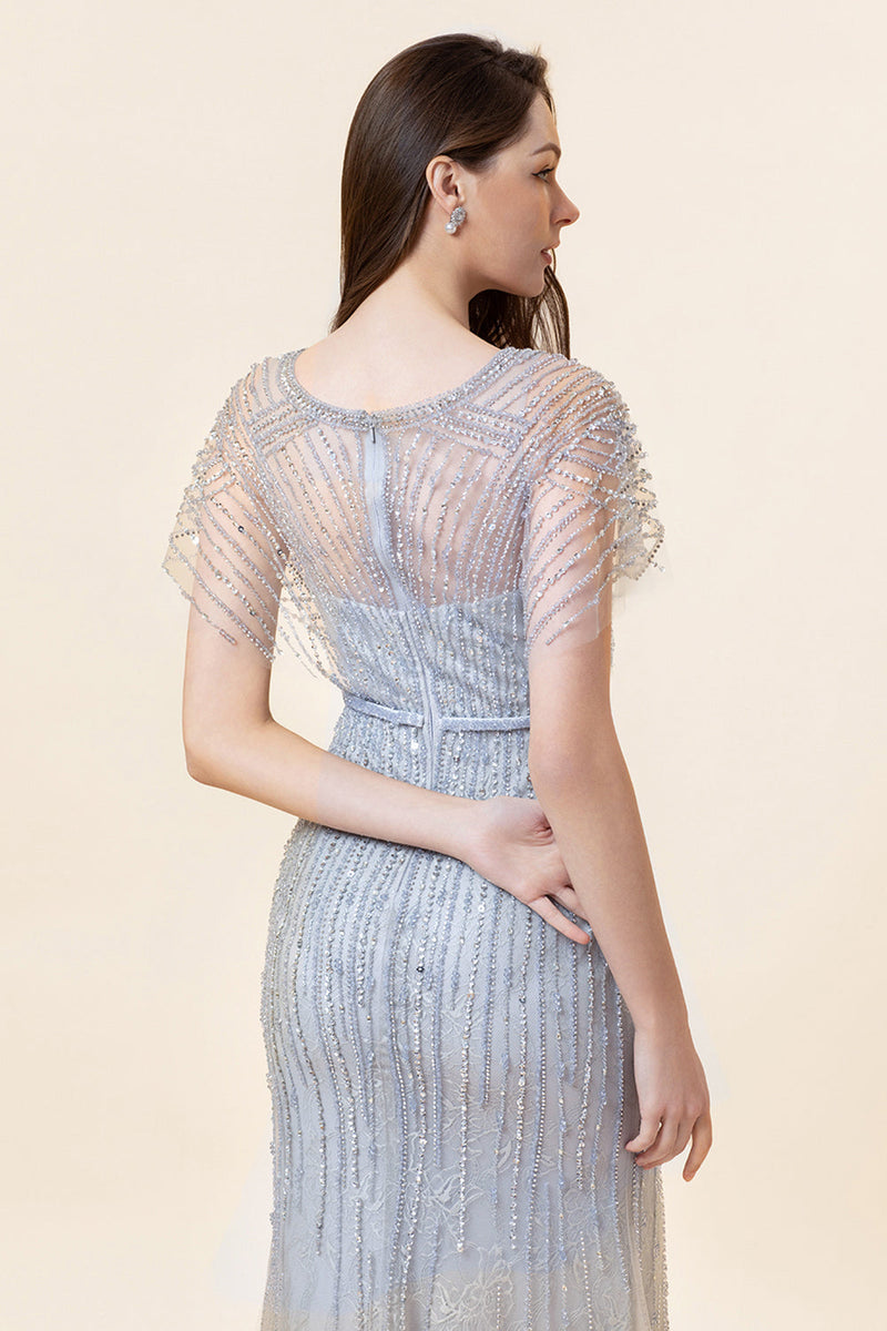 Load image into Gallery viewer, Sparkly Grey Mermaid Beaded Long Formal Dress