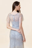 Sparkly Grey Mermaid Beaded Long Formal Dress