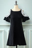 Load image into Gallery viewer, Black Cold Shoulder Knitted Dress with Appliques