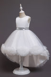 Blush High Low Flower Girl Dress with Flowers