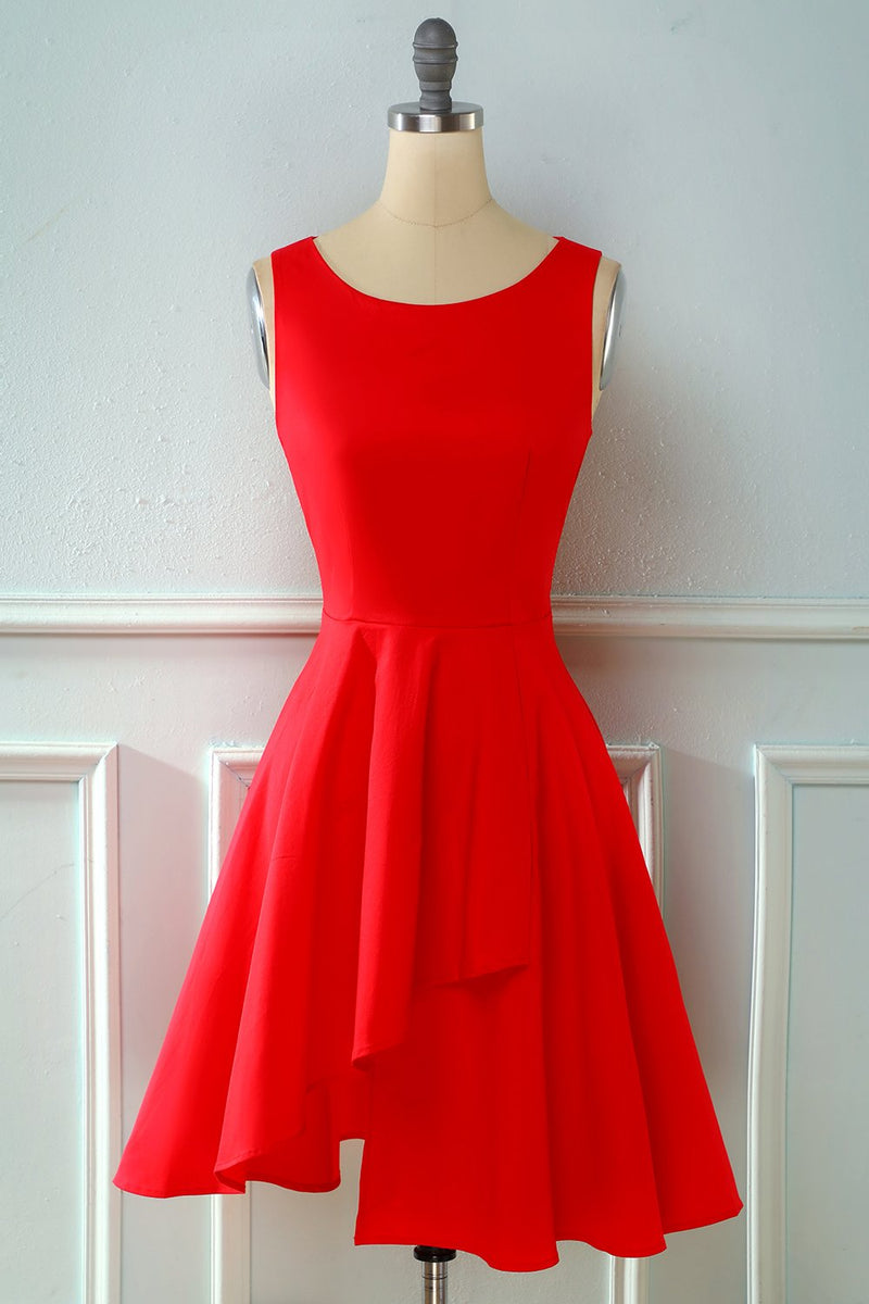 Load image into Gallery viewer, Red Vintage 1950s Asymmetrical Dress