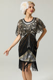 Black and Gold Sequin Glitter 1920s Cape