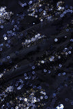 Navy Evening Dress with Beading & Sequins