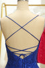 Load image into Gallery viewer, Blue Sequins Tight Backless Short Formal Dress