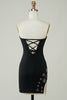 Load image into Gallery viewer, Stylish Sheath Strapless Black Short Formal Dress with Tassel