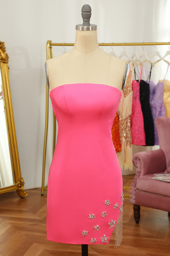 Pink Tight Short Formal Dress with Star and Fringes