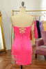 Load image into Gallery viewer, Pink Tight Short Formal Dress with Star and Fringes