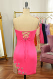Pink Tight Short Formal Dress with Star and Fringes