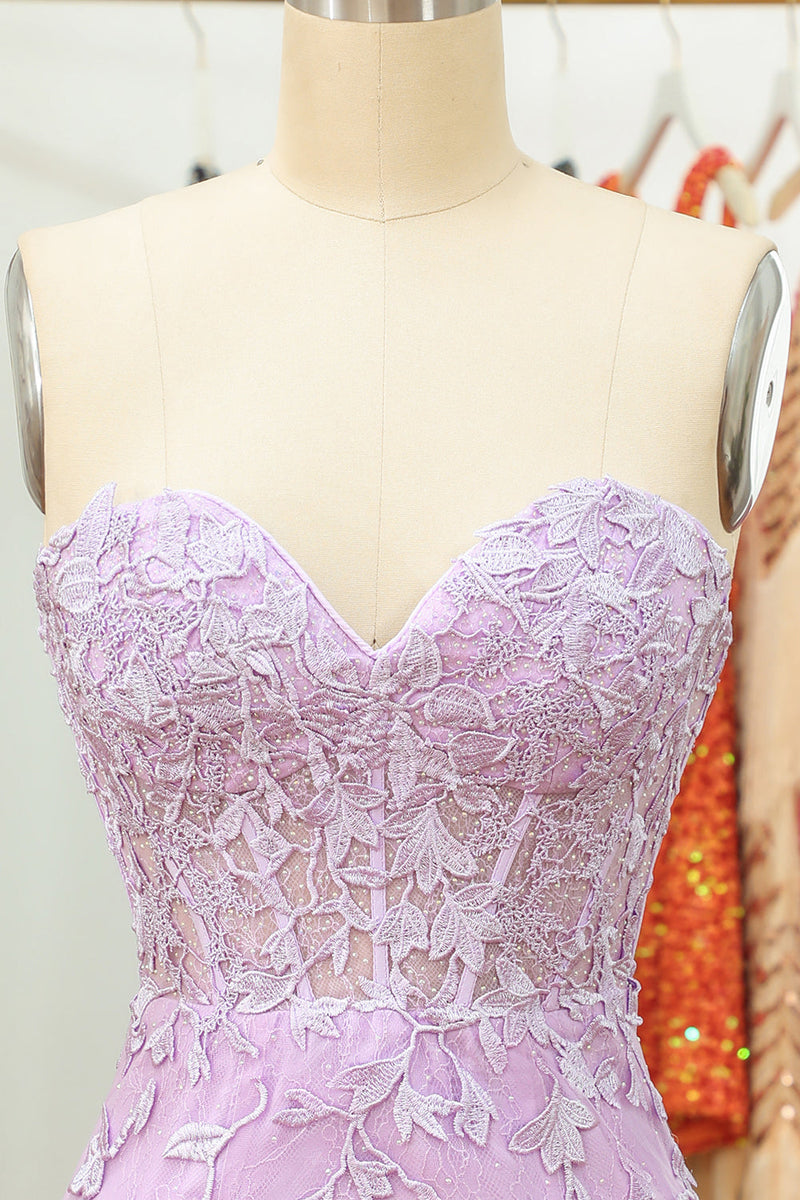 Load image into Gallery viewer, Tight Sweetheart Purple Short Formal Dress with Appliques