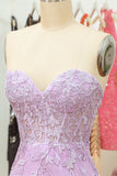 Tight Sweetheart Purple Short Formal Dress with Appliques