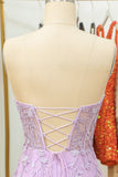 Tight Sweetheart Purple Short Formal Dress with Appliques