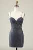 Load image into Gallery viewer, Spaghetti Straps Grey Bodycon Short Formal Dress with Appliques