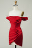 Load image into Gallery viewer, Red Off the Shoulder Asymmetrical Tight Short Cocktail Dress