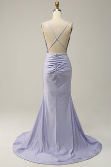 Lavender Mermaid Beading Sparkly Formal Dress