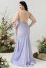 Load image into Gallery viewer, Mermaid Spaghetti Straps Lilac Plus Size Formal Dress with Criss Cross Back