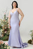 Load image into Gallery viewer, Mermaid Spaghetti Straps Lilac Plus Size Formal Dress with Criss Cross Back
