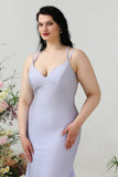 Mermaid Spaghetti Straps Lilac Plus Size Formal Dress with Criss Cross Back