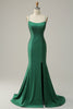 Load image into Gallery viewer, Mermaid Spaghetti Straps Dark Green Long Formal Dress with Beading