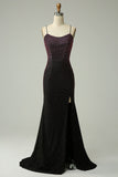 Dark Purple Spaghetti Straps Mermaid Formal Dress with Beading