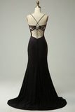 Dark Purple Spaghetti Straps Mermaid Formal Dress with Beading