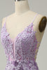 Load image into Gallery viewer, Mermaid Spaghetti Straps Purple Long Formal Dress with Appliques