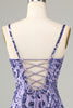 Load image into Gallery viewer, Sparkly Purple Sequins Spaghetti Straps Short Formal Dress with Fringes