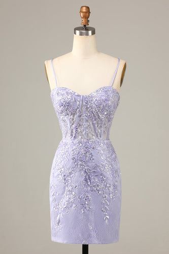 Pretty Bodycon Corset Cocktail Dress With Lace Detail