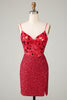 Load image into Gallery viewer, Sparkly Red Corset Sequin Mirror Tight Short Formal Dress