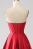 Load image into Gallery viewer, Elegant Princess A-Line Strapless Dark Red Long Formal Dress with 3D Flowers