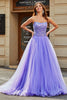 Load image into Gallery viewer, Stunning A Line Strapless Lilac Long Formal Dress with Beading
