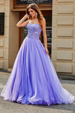 Stunning A Line Strapless Lilac Long Formal Dress with Beading