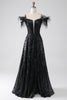 Load image into Gallery viewer, A-Line Cold Shoulder Sequins Long Formal Dress with Slit