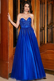 A-Line Sweetheart Royal Blue Formal Dress with Beading