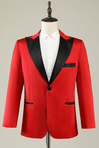 Notched Lapel Red Formal Blazer for Men