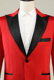 Notched Lapel Red Formal Blazer for Men