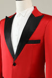 Notched Lapel Red Formal Blazer for Men