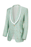 Mint Shawl Lapel One Button Jacquard Men's Formal Suits